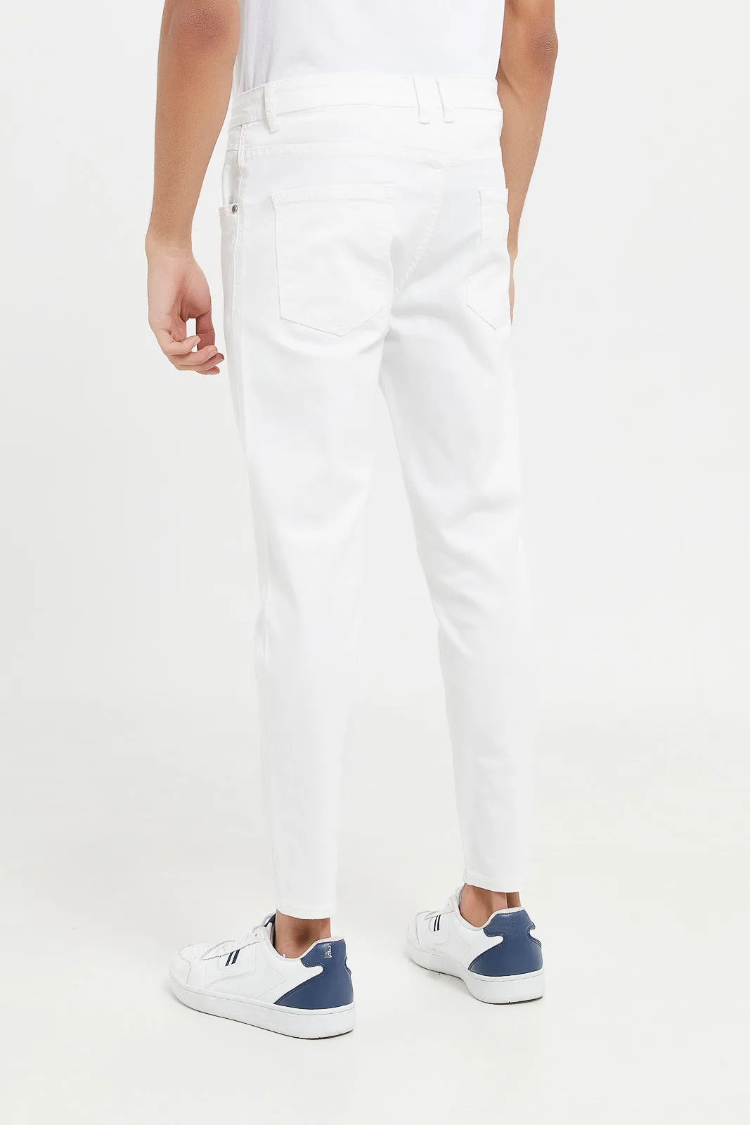 Men White 5 Pocket Skinny Trouser