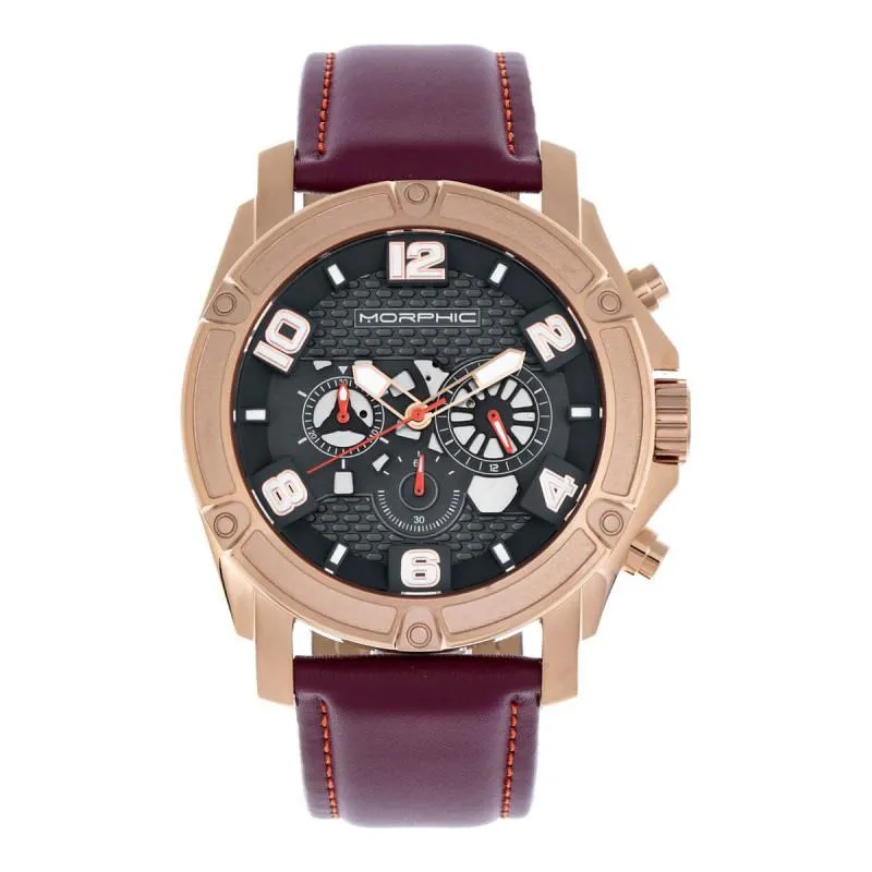 Morphic M73 Series Chronograph Leather-Band Watch