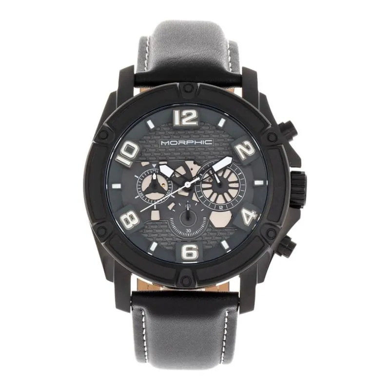 Morphic M73 Series Chronograph Leather-Band Watch