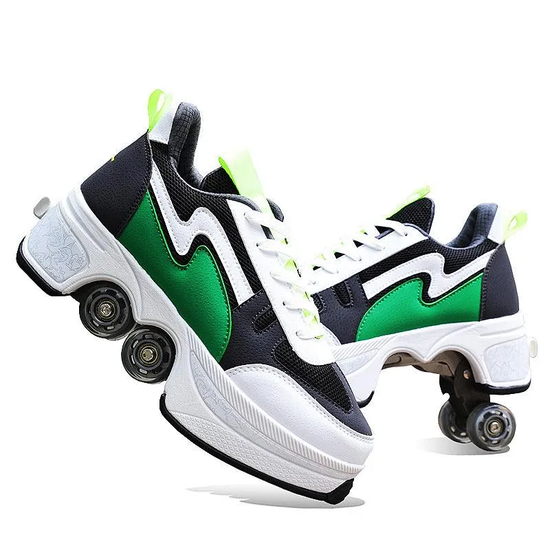 New Four-double Wheel Men's And Women's Children's Multi-color Pulley Shoes