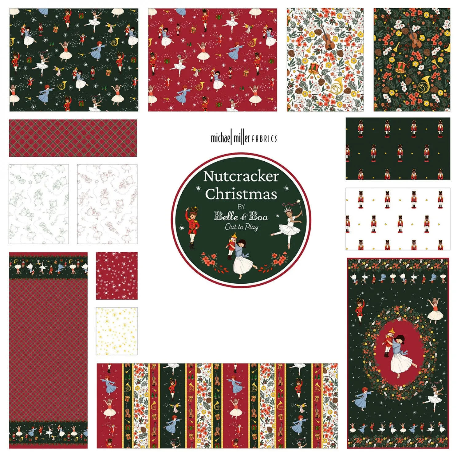 Nutcracker Christmas | Celestial Stars Red by Belle & Boo for Michael Miller