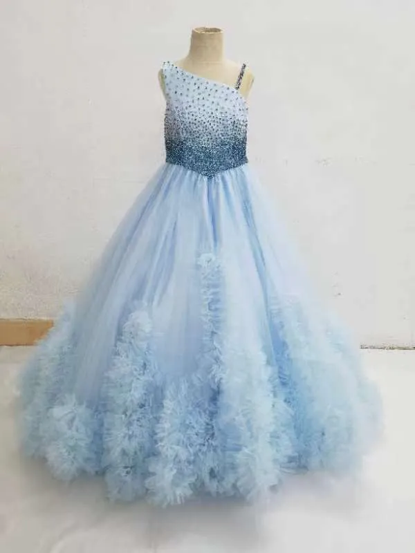 One Shoulder Little Girls Elegant Prom Pageant Couture