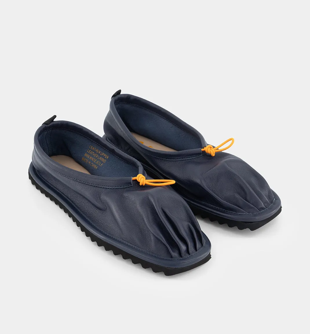 Pina Pleated Toe Leather Ballet Shoe | Navy