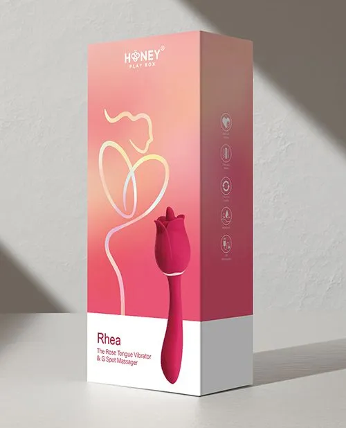 Rhea Clit Licking Tongue Rose 9 Mode Vibrator & G Spot Massager Red