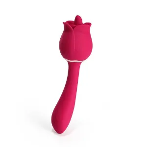 Rhea Clit Licking Tongue Rose 9 Mode Vibrator & G Spot Massager Red