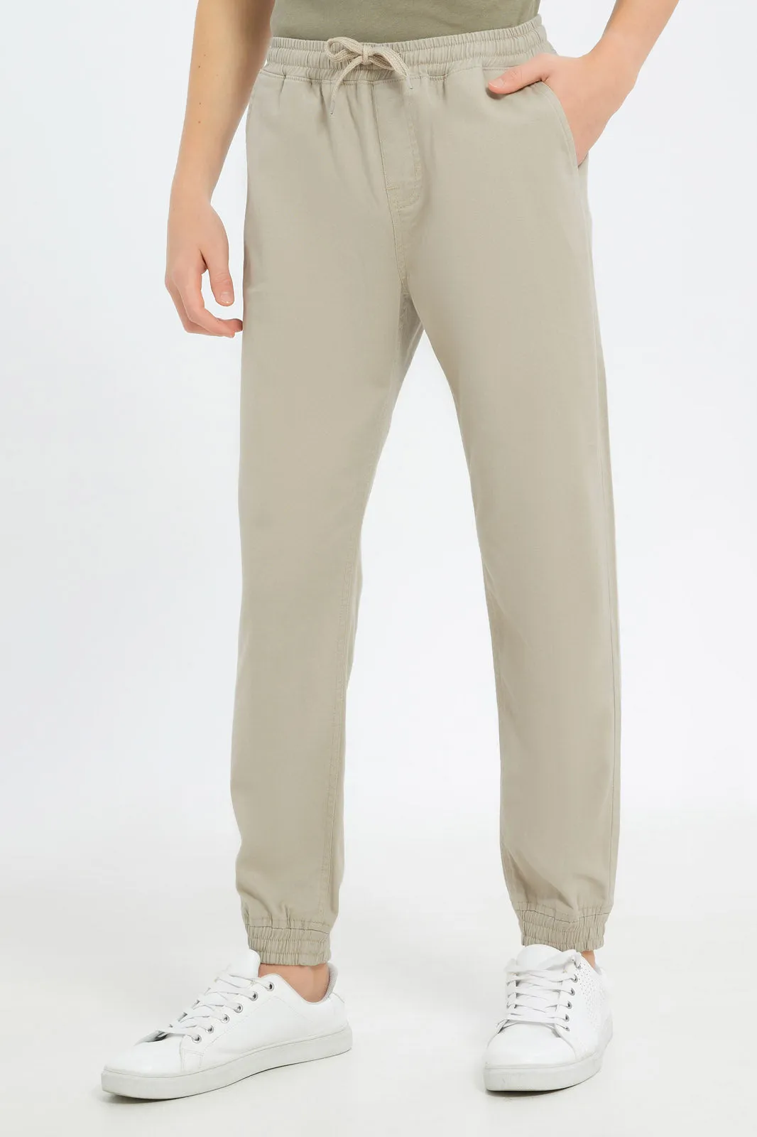 Senior Boys Beige Pull On Jogger