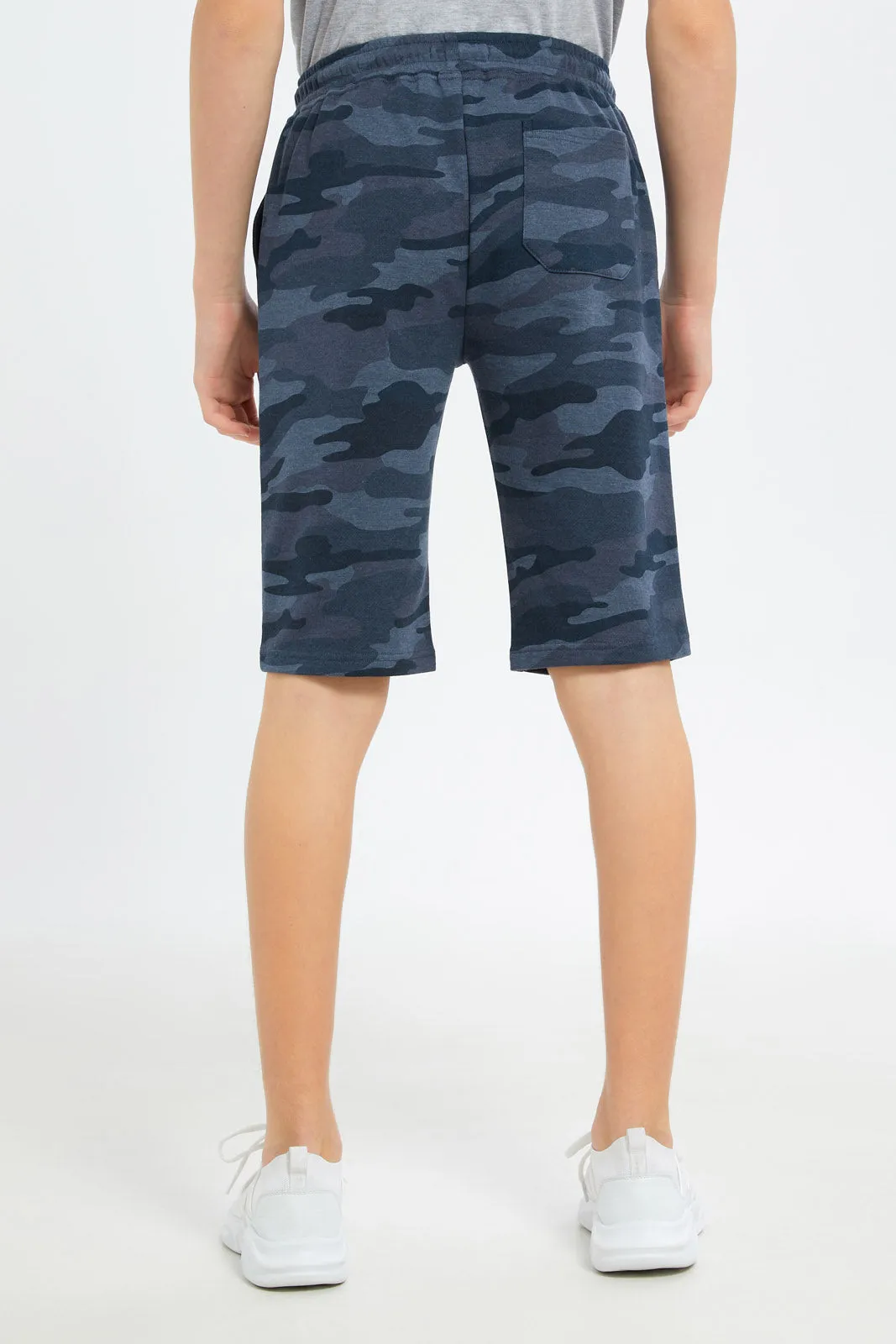 Senior Boys Navy Camo Print Active Short