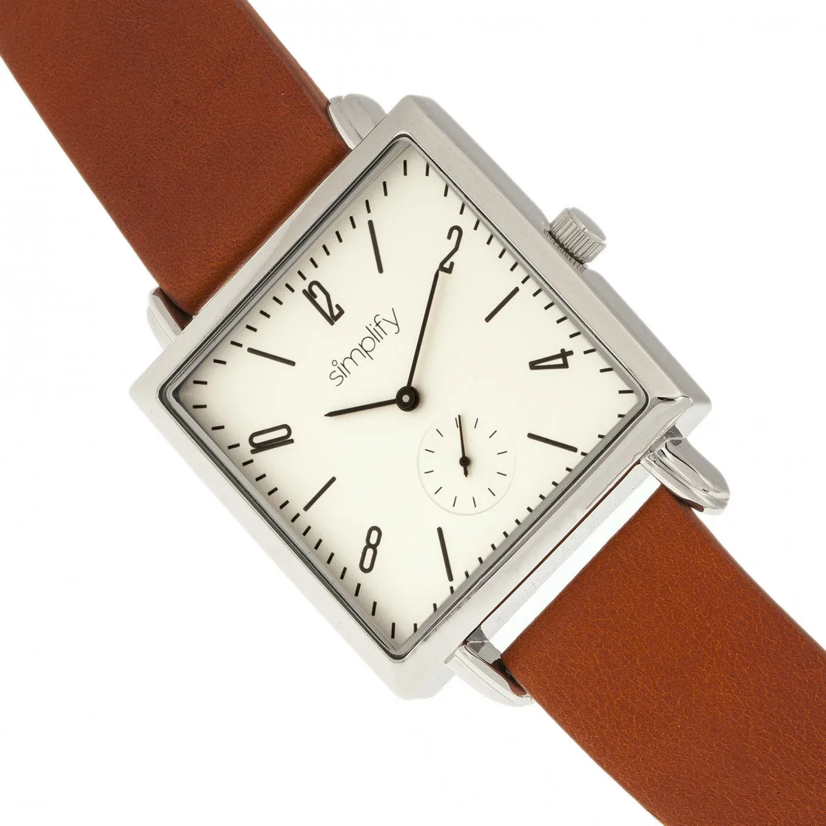 Simplify The 5000 Leather-Band Watch - Brown/White