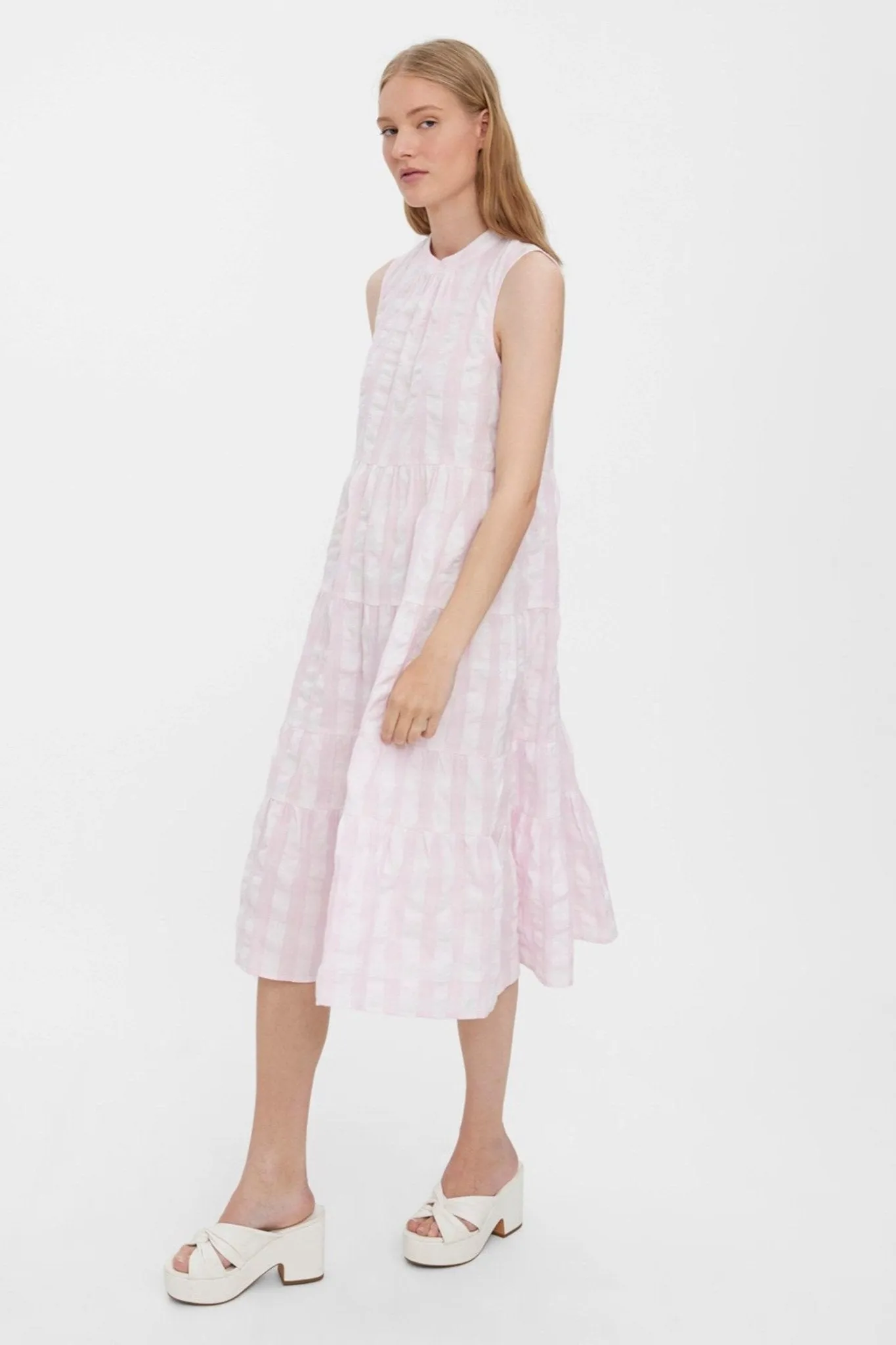 Sody Calf Highneck Dress - Light Lilac