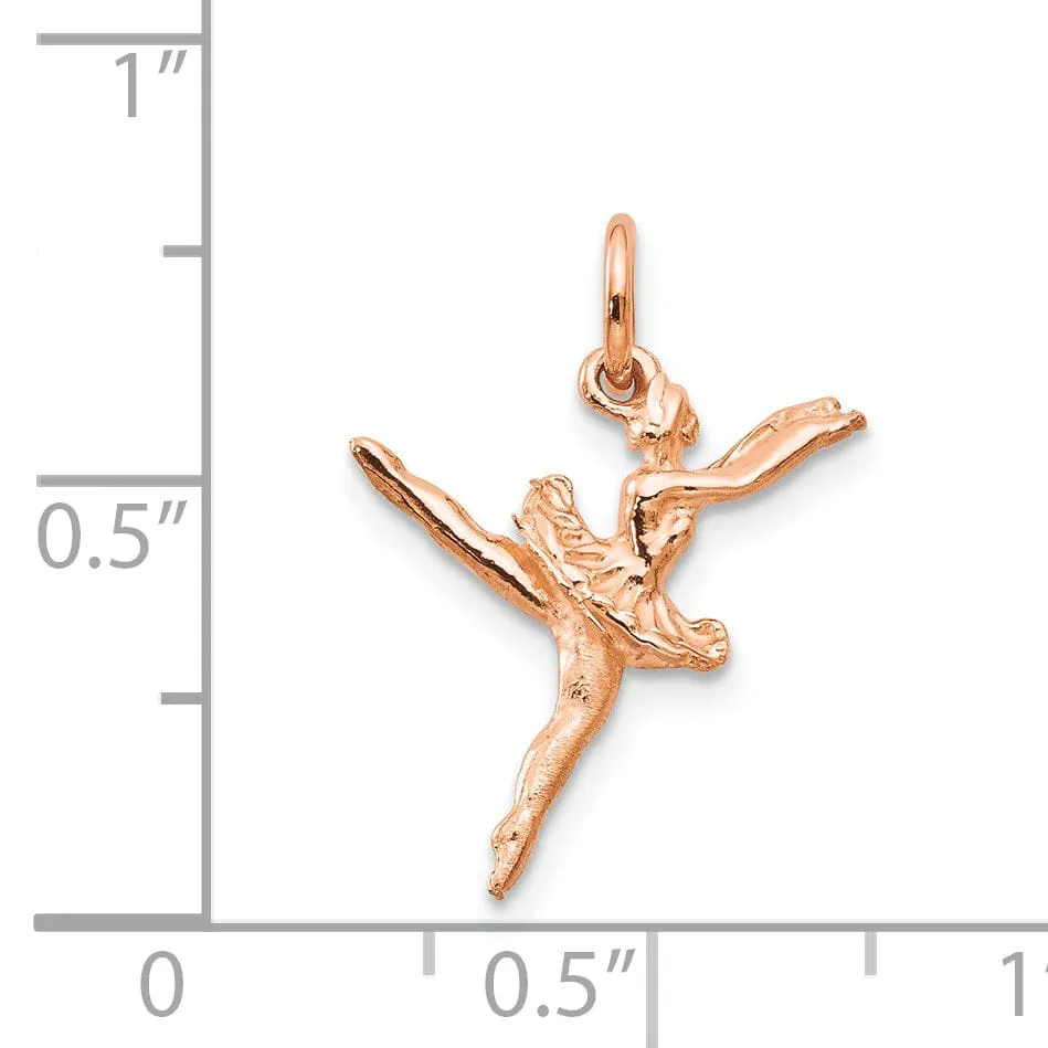 Solid 14k Rose Gold Dancing Ballerina Pendant