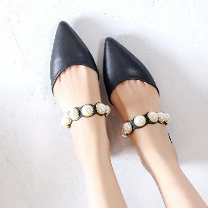 Sophisticated Pointed Toe Pearl Slides