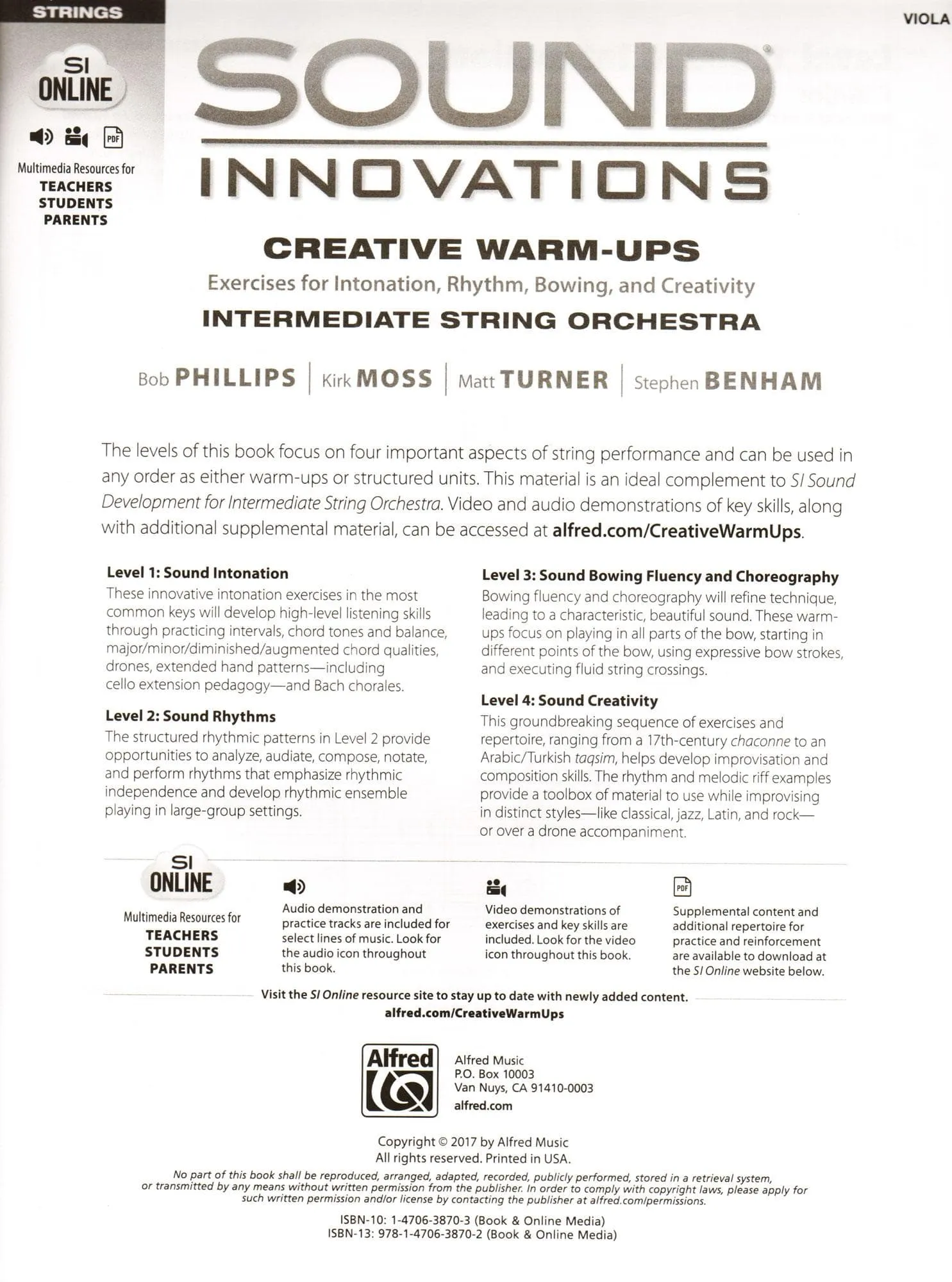 Sound Innovations - Creative Warm-Ups - for Viola - Intermediate String Orchestra Method by Phillips, Moss, Turner, Benham - Alfred