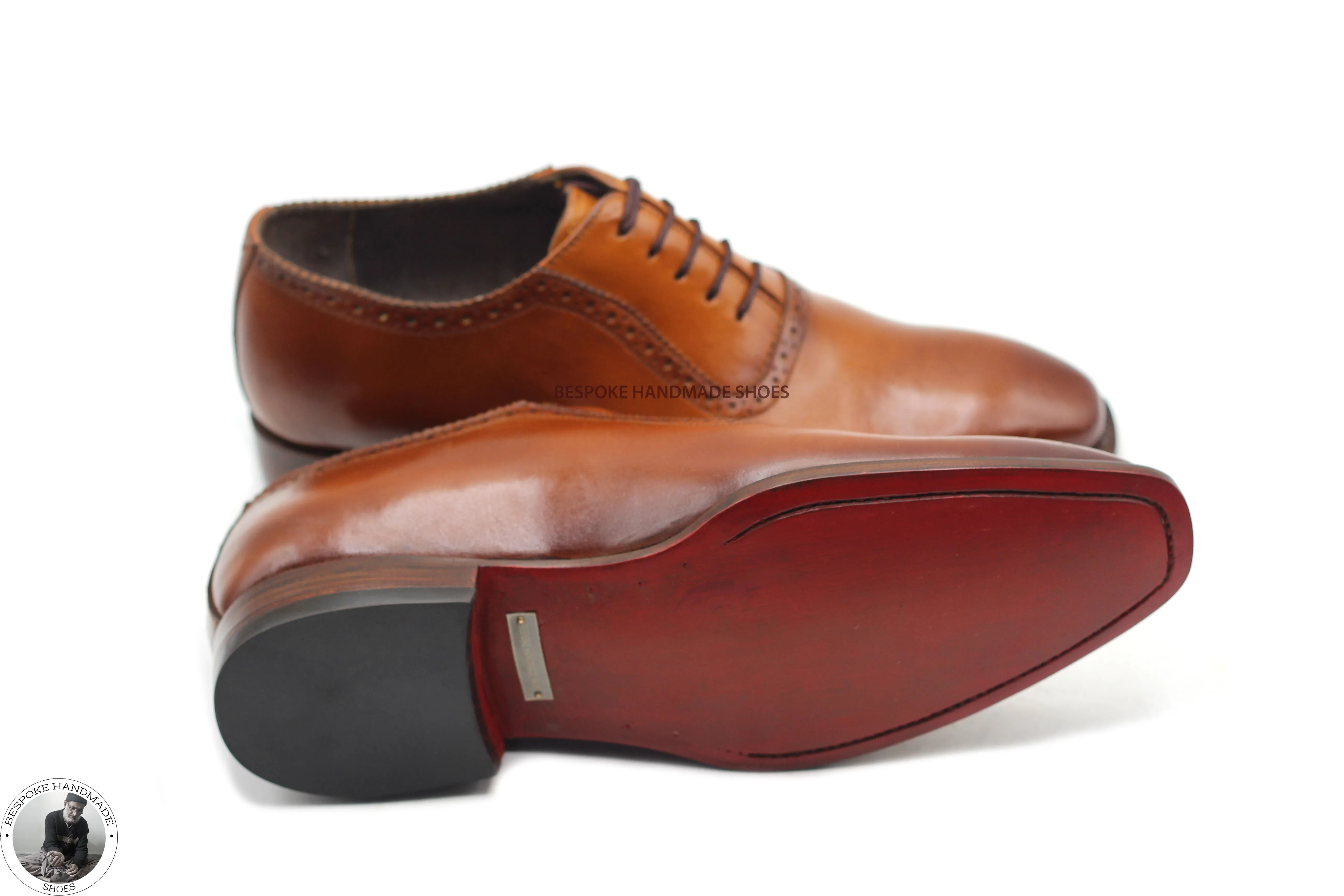 Tan Leather Oxford Lace up Shoe