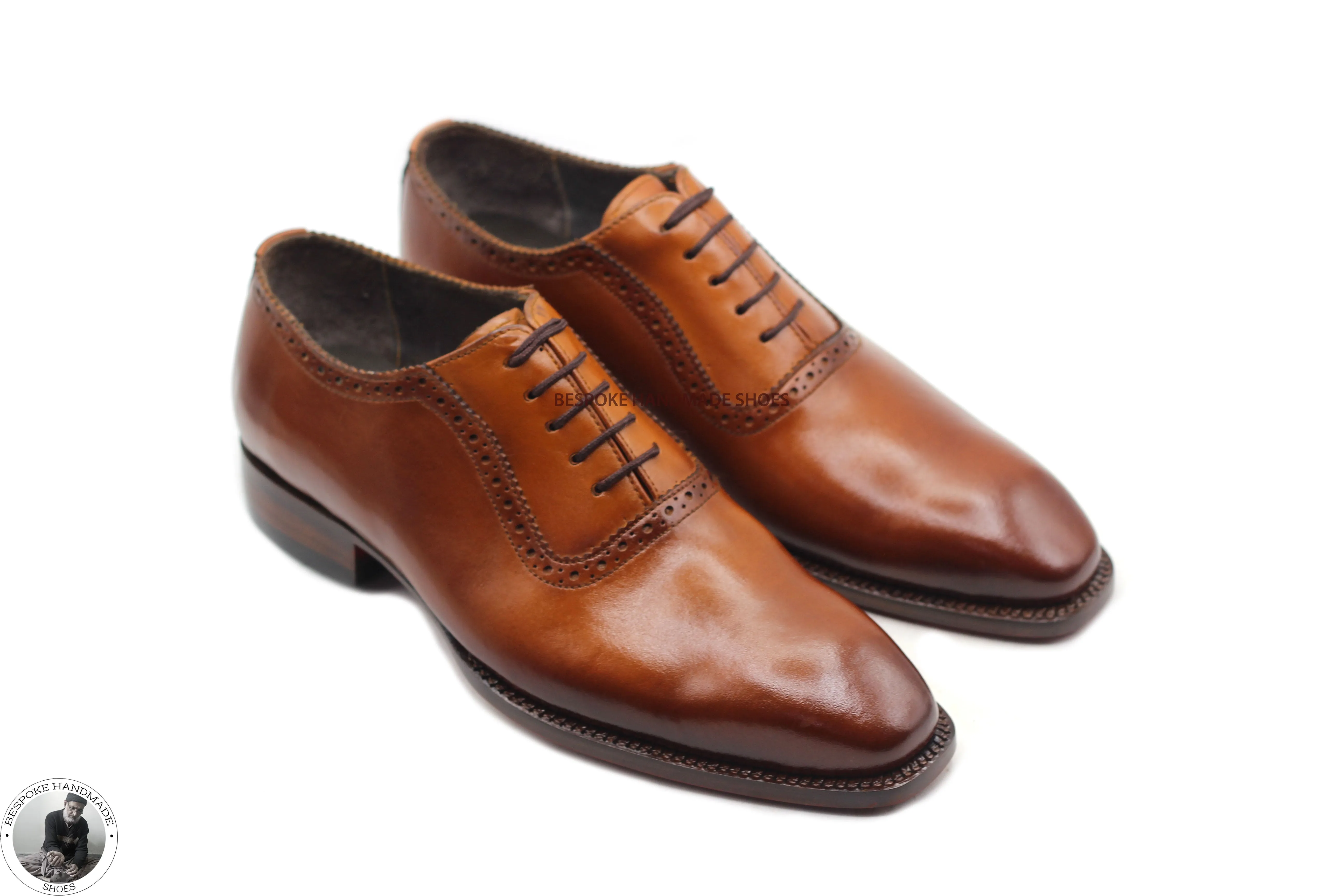 Tan Leather Oxford Lace up Shoe