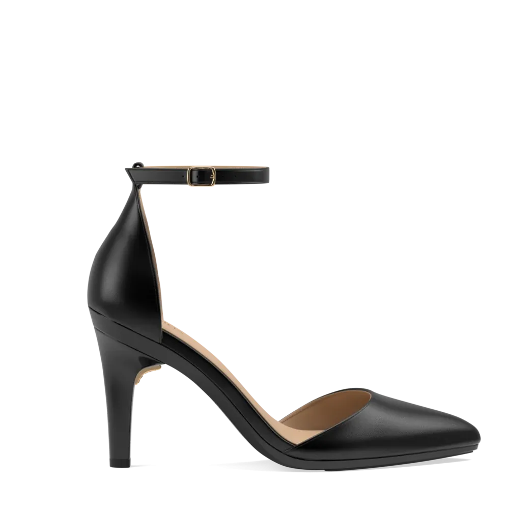 The D'Orsay Wide Width - Coal Leather 4 Stiletto