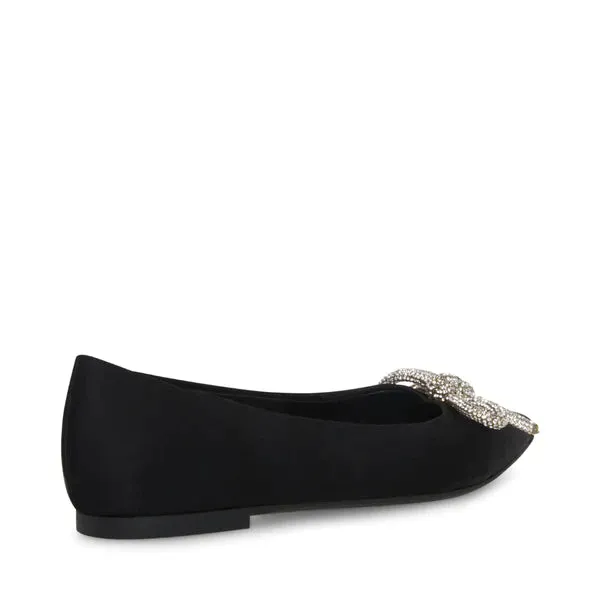 The Elina Crystal Bow Flats - Black