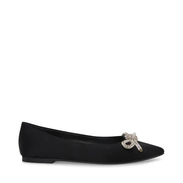 The Elina Crystal Bow Flats - Black