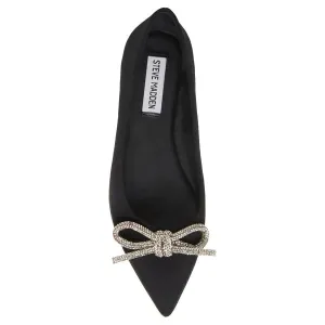 The Elina Crystal Bow Flats - Black