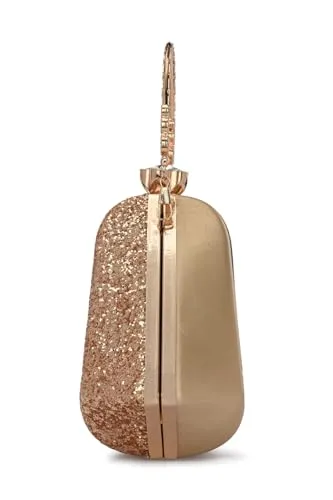 TOOBA Women's Gold Handcrafted Beautiful Design Bling Box Clutch Bag