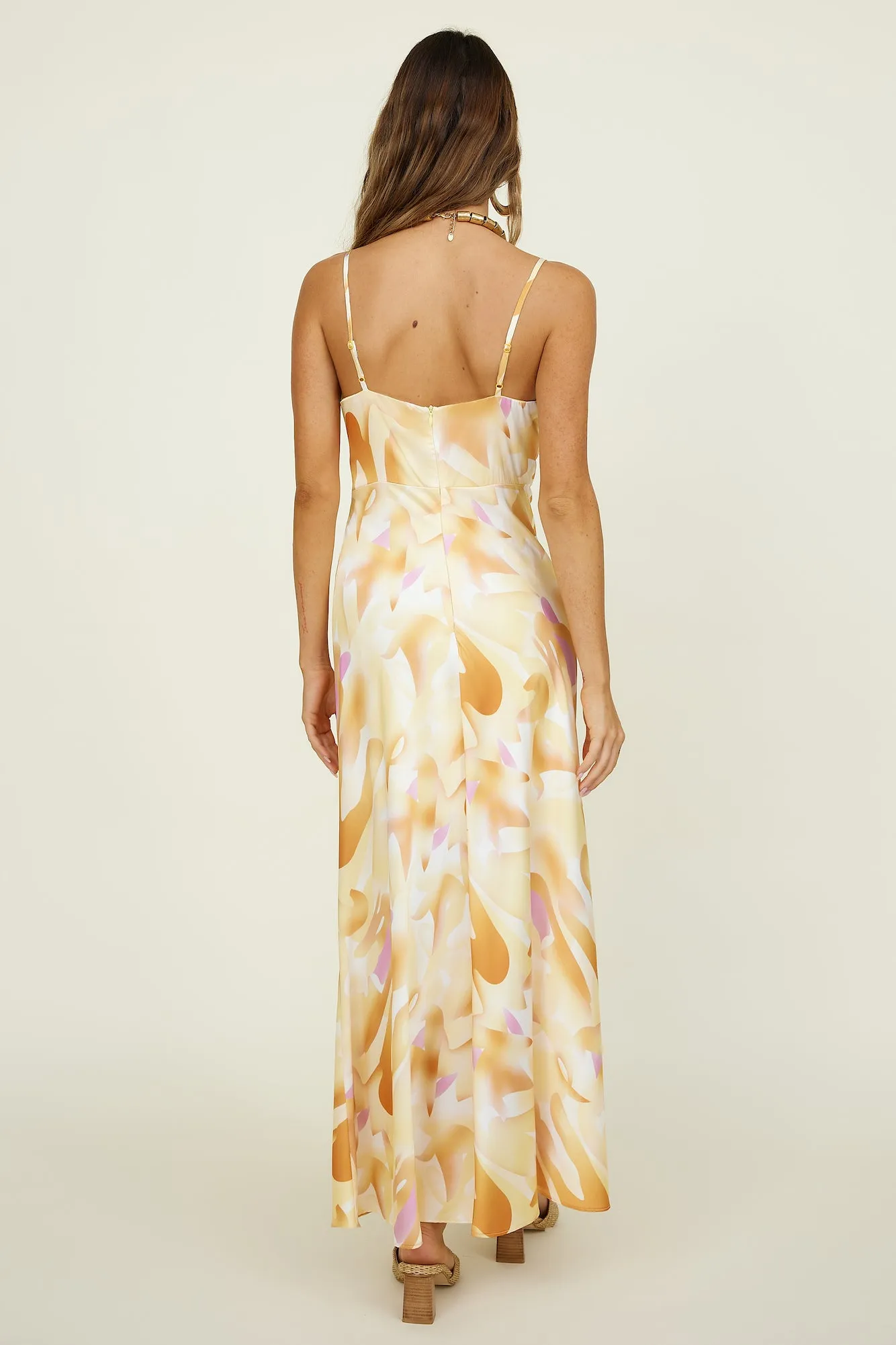 Tropical Palms Maxi Dress Yellow