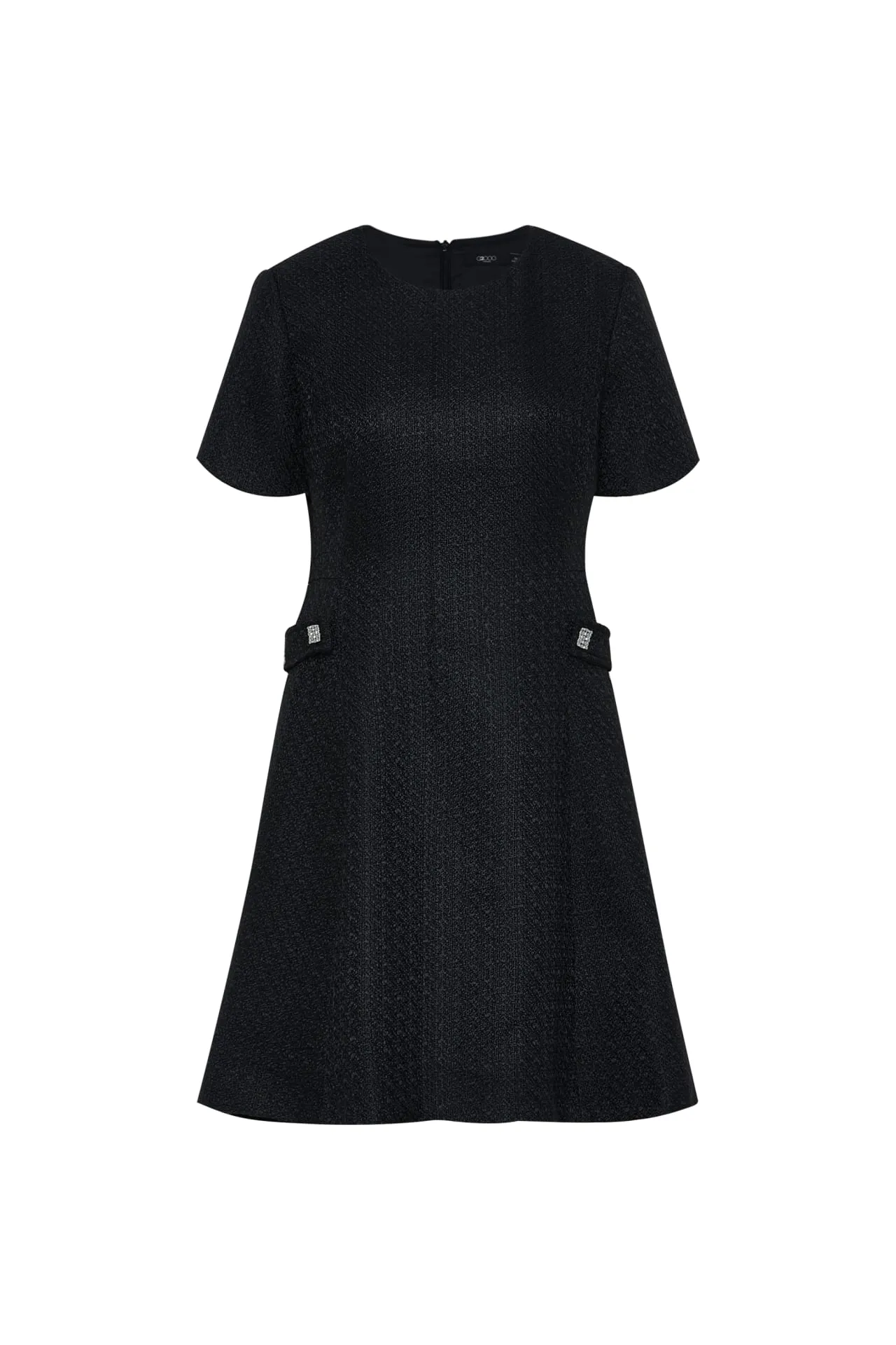 Twiggy Tweed Dress with Braided Neckline