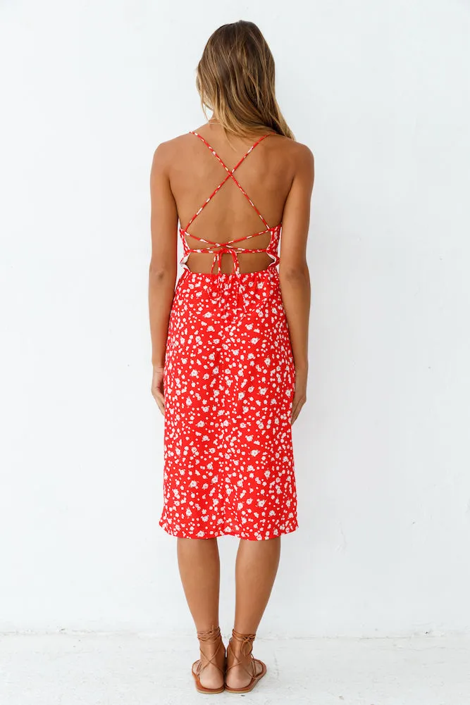 Waiting For Spring Midi Dress Red