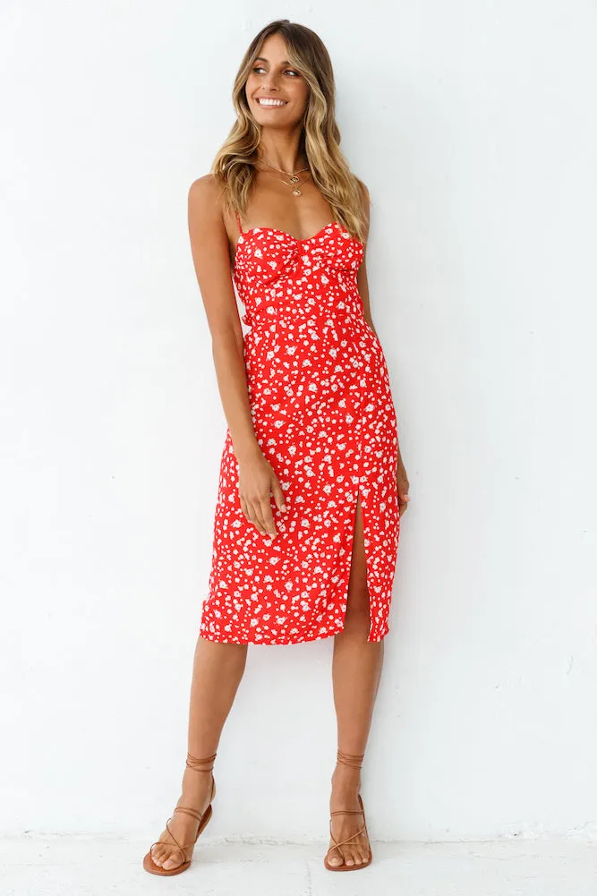 Waiting For Spring Midi Dress Red