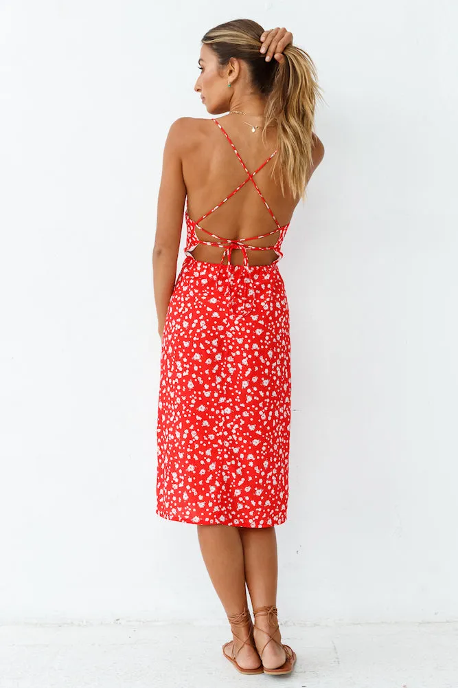 Waiting For Spring Midi Dress Red