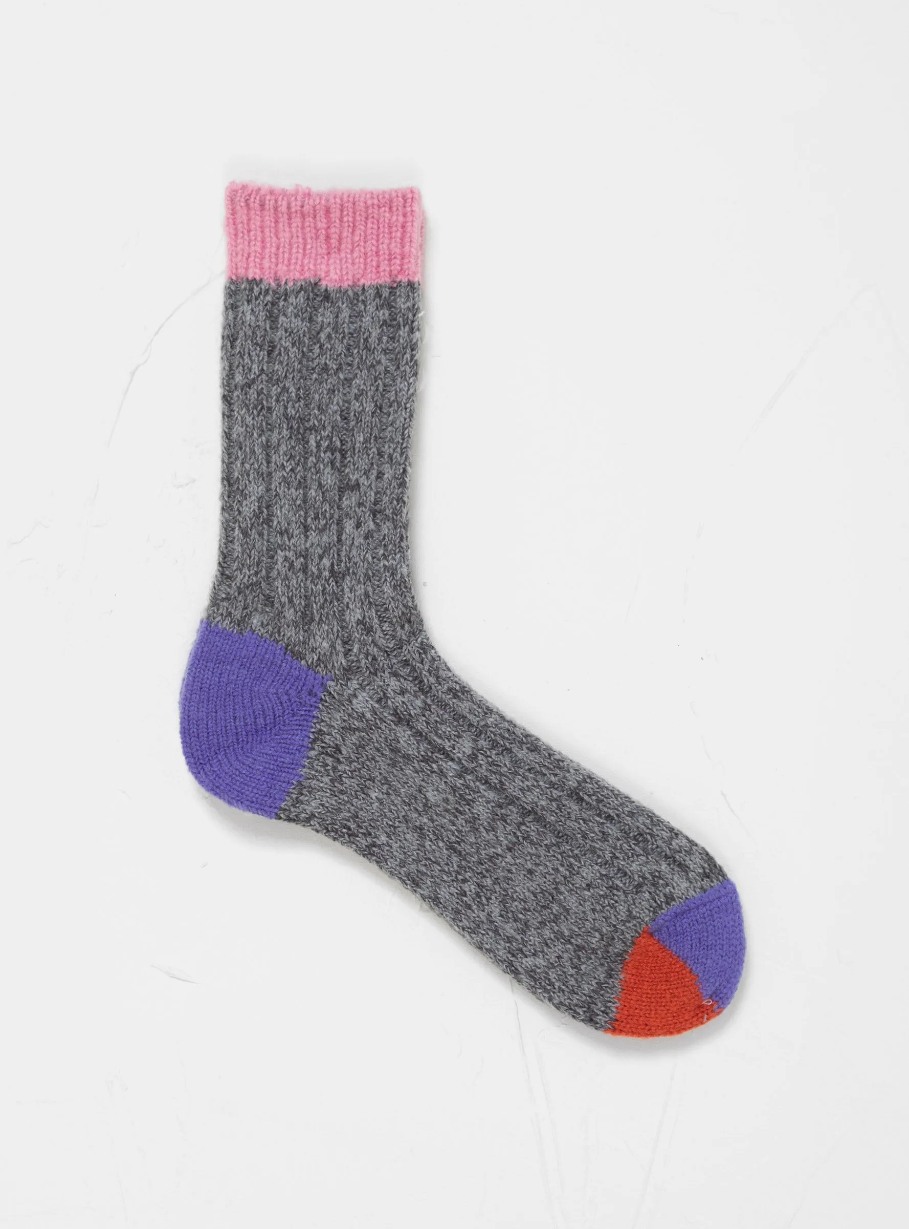 Wool 4 Colour Socks Pink